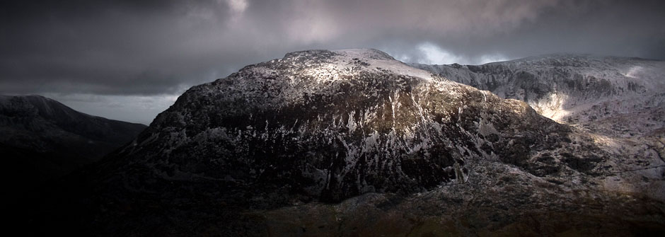 Y Garn in winter, from llyn idwal