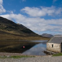 Mountain loch boat house, Ullapool