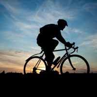 Sunset biker in the park